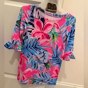 Lilly Pulitzer Pink and Blue Tropical Girls Dress
